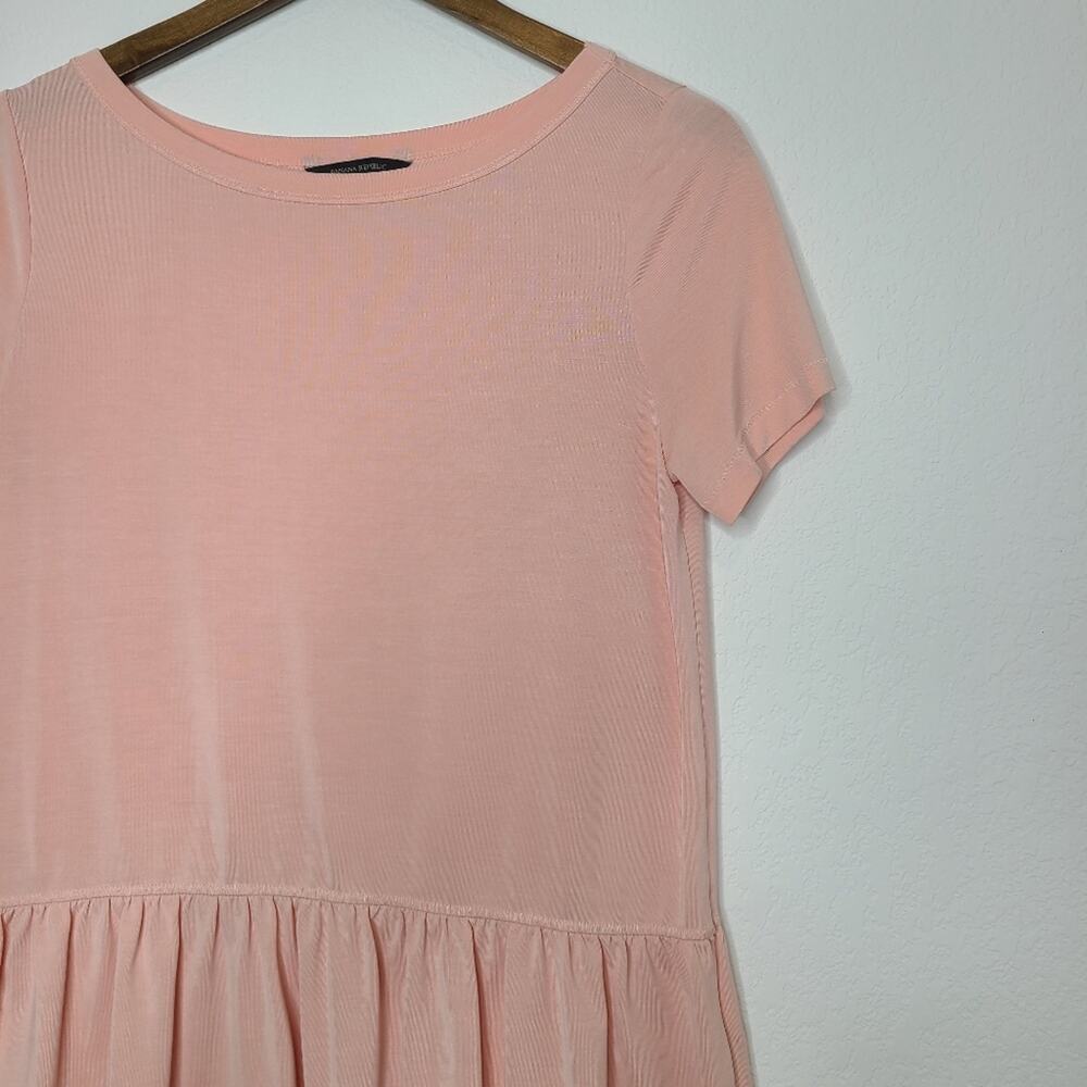 Banana Republic Pink Short Sleeve Ruffle Hem Top Small Solid